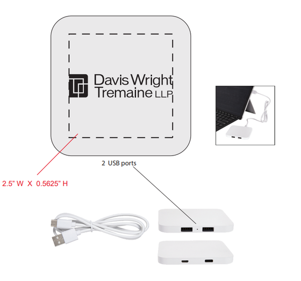 POWER UP 2-PORT USB HUB & WIRELESS CHARGING PAD